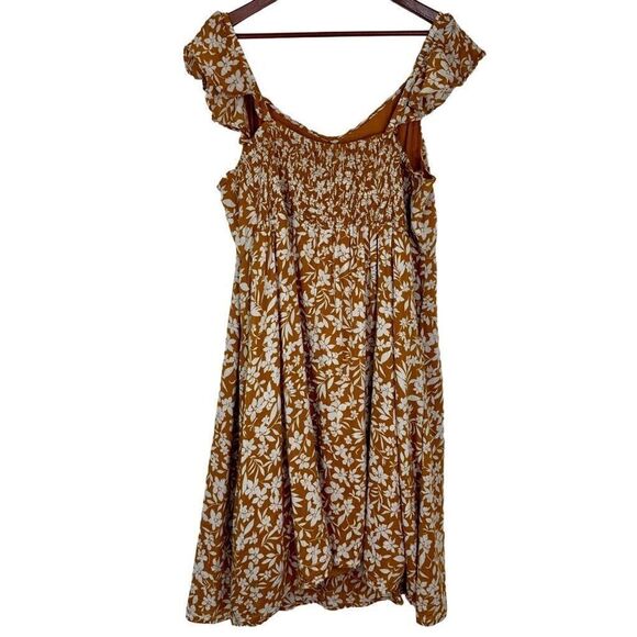 Old Navy Sunflower Yellow Floral Flutter Sleeve Dress Womens 2X Casual Summer - Picture 2 of 9